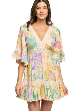 Z&L EUROPE Floral Crochet V-Neck Mini Dress sz S